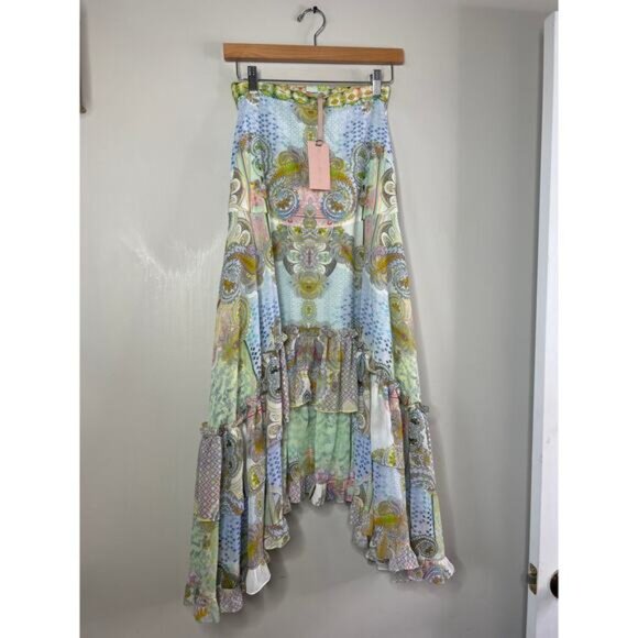 NWT Alexis Asymmetrical Nathalia Tiered Maxi Skirt Women's Multicolor Size: XS - Picture 2 of 9